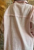 Sundaze Cheesecloth Chalk Stripe Boyfriend Shirt Rose